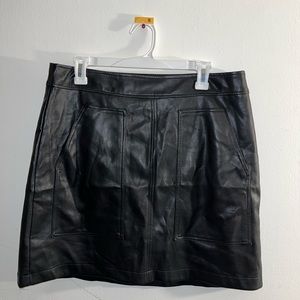 Black Leather Mini Skirt With Pockets